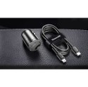 Mini ładowarka samochodowa USB Typ C 30W Quick Charge 3.0 PD 3.0 + kabel USB Typ C / Lightning 1m szary