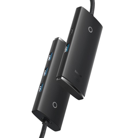 Baseus Lite Series przejściówka HUB USB Typ C - 4x USB 3.0 25cm czarny (WKQX030301)