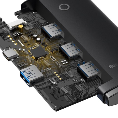 Baseus Lite Series przejściówka HUB USB Typ C - 4x USB 3.0 25cm czarny (WKQX030301)