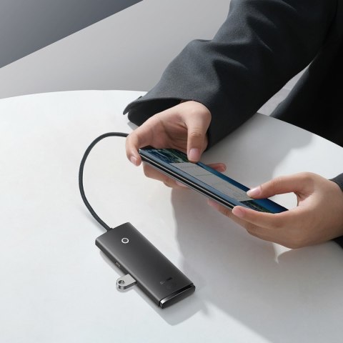 Baseus Lite Series przejściówka HUB USB Typ C - 4x USB 3.0 25cm czarny (WKQX030301)