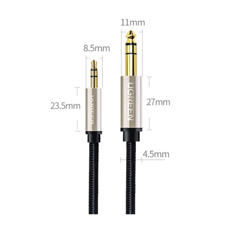 Ugreen kabel przewód audio TRS mini jack 3,5mm - jack 6,35mm 1m szary