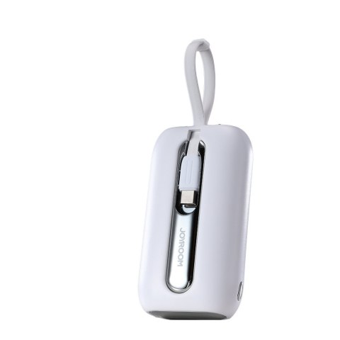 Joyroom powerbank 10000mAh Colorful Series 22.5W z 2 wbudowanymi kablami USB C i Lightning biały (JR-L012)