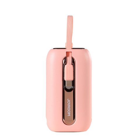 Joyroom powerbank 10000mAh Colorful Series 22.5W z 2 wbudowanymi kablami USB C i Lightning różowy (JR-L012)