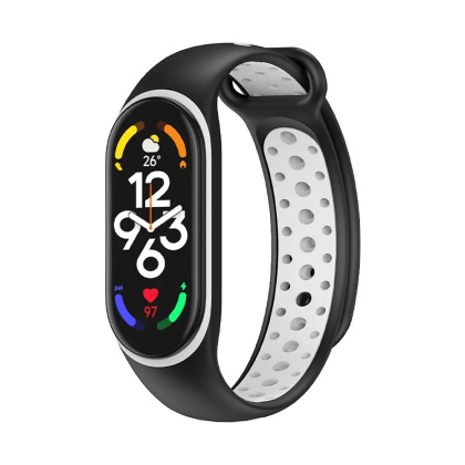 Opaska / Pasek Silikonowy Braders do Xiaomi Mi Band 5 / 6 / 7 czarno-biały