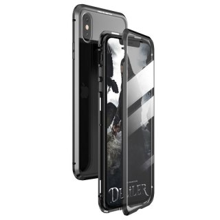 Magnetyczne etui 360 pokrowiec na przód i tył z wbudowanym szkłem do iPhone 11 Pro czarno-przezroczysty