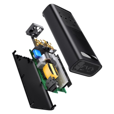 Baseus samochodowa przetwornica inwerter prądu 150W 12V / 500W 220V (wtyczka EU i CN) czarny (CGNB000101)