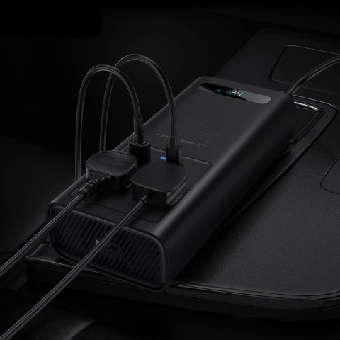 Baseus samochodowa przetwornica inwerter prądu 150W 12V / 500W 220V (wtyczka EU i CN) czarny (CGNB000101)