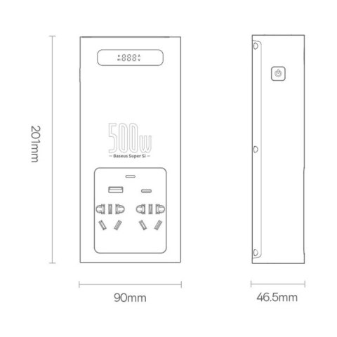 Baseus samochodowa przetwornica inwerter prądu 150W 12V / 500W 220V (wtyczka EU i CN) czarny (CGNB000101)