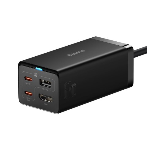 Baseus szybka ładowarka sieciowa GaN5 Pro HUB HDMI 2 x USB-C / USB-A / HDMI 4K 30Hz 1,5m czarna + kabel USB-C - USB-C 100W 40Gb/