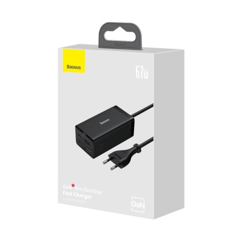 Baseus szybka ładowarka sieciowa GaN5 Pro HUB HDMI 2 x USB-C / USB-A / HDMI 4K 30Hz 1,5m czarna + kabel USB-C - USB-C 100W 40Gb/
