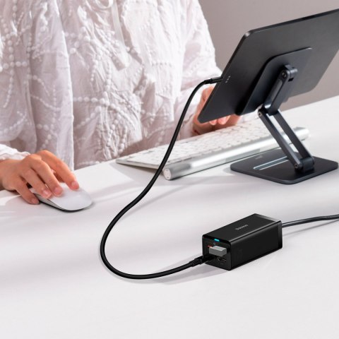 Baseus szybka ładowarka sieciowa GaN5 Pro HUB HDMI 2 x USB-C / USB-A / HDMI 4K 30Hz 1,5m czarna + kabel USB-C - USB-C 100W 40Gb/