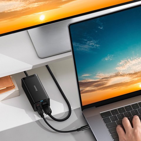 Baseus szybka ładowarka sieciowa GaN5 Pro HUB HDMI 2 x USB-C / USB-A / HDMI 4K 30Hz 1,5m czarna + kabel USB-C - USB-C 100W 40Gb/