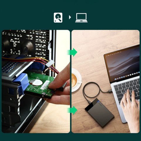Ugreen adapter obudowa kieszeń na dysk SATA 2.5'' USB C 3.0 czarny (US221)