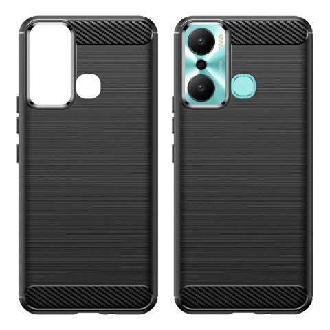Carbon Case etui do Infinix Hot 20 Play elastyczny silikonowy karbonowy pokrowiec czarne