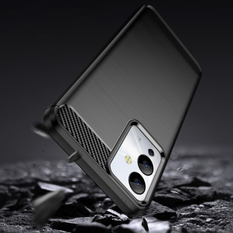 Carbon Case etui do Infinix Note 12i elastyczny silikonowy karbonowy pokrowiec czarne