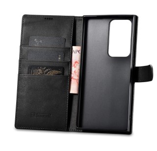 Etui ICarer Wallet Case do Samsung Galaxy S23 Ultra skórzany pokrowiec portfel czarne