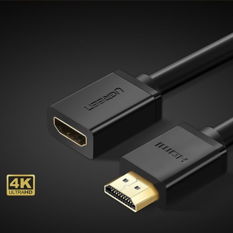 Ugreen kabel przejściówka HDMI (męski) - HDMI (żeński) 2.0 4K 1m czarny (HD107)