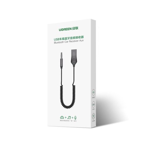 Ugreen odbiornik dźwięku Bluetooth 5.0 kabel USB adapter audio AUX jack czarny (70601 CM309)