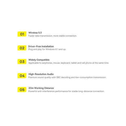 Adapter Bluetooth USB Baseus BA07 - czarny