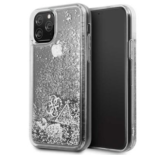 Etui Guess do iPhone 11 Pro srebrny/silver hard case Glitter Hearts