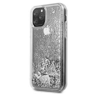 Etui Guess do iPhone 11 Pro srebrny/silver hard case Glitter Hearts