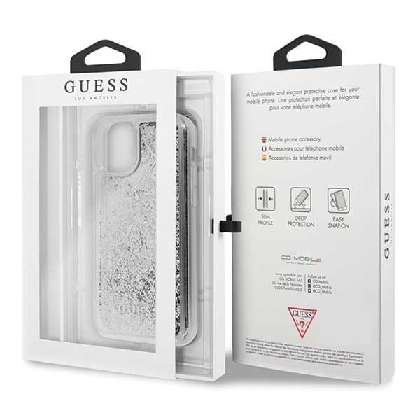 Etui Guess do iPhone 11 Pro srebrny/silver hard case Glitter Hearts