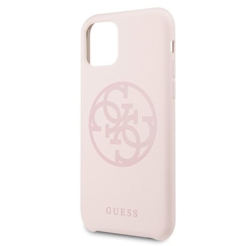 Oryginalne Etui Guess Silicone 4G Tone On Tone do iPhone 11 Pro jasnoróżowy