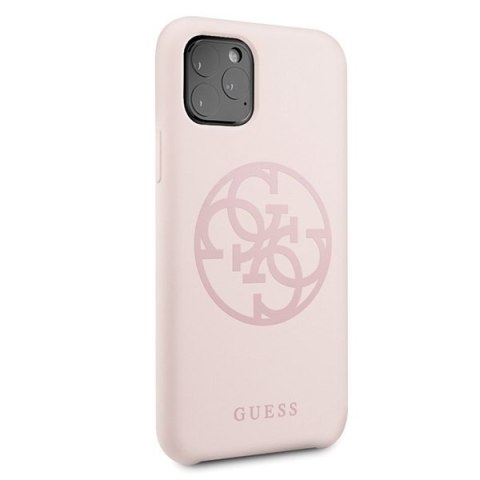 Oryginalne Etui Guess Silicone 4G Tone On Tone do iPhone 11 Pro jasnoróżowy