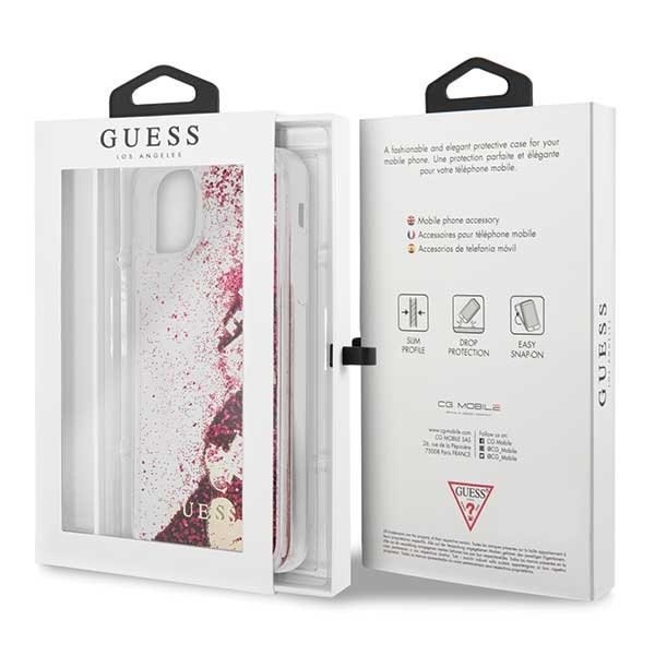 Etui Guess do iPhone 11 Pro Max raspberry hard case Glitter Hearts