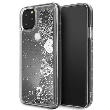 Etui Guess do iPhone 11 Pro Max srebrny/silver hard case Glitter Hearts