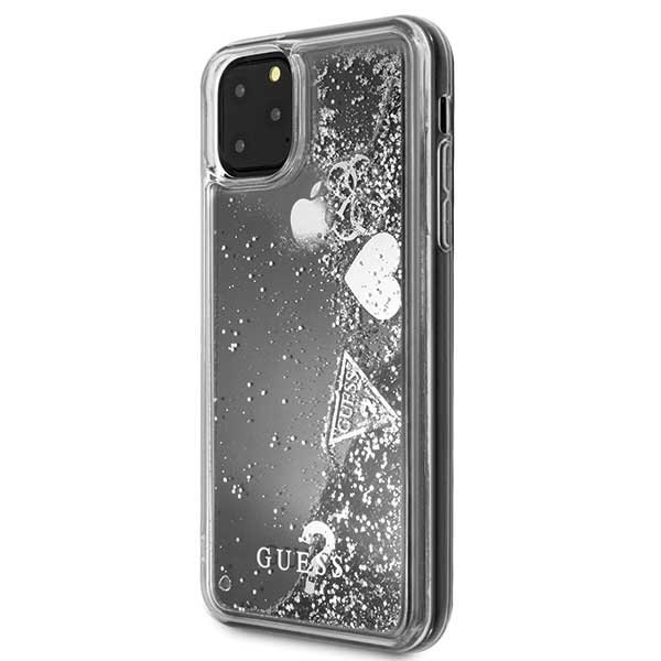 Etui Guess do iPhone 11 Pro Max srebrny/silver hard case Glitter Hearts