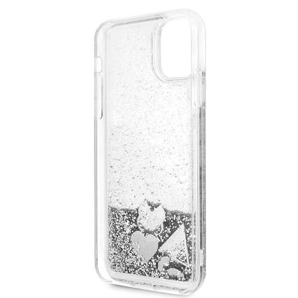 Etui Guess do iPhone 11 Pro Max srebrny/silver hard case Glitter Hearts