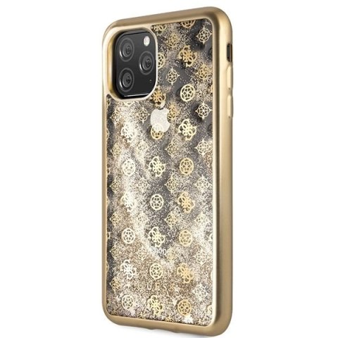 Oryginalne Etui Guess do iPhone 11 Pro Max złoty/gold hard case Peony Liquid Glitter