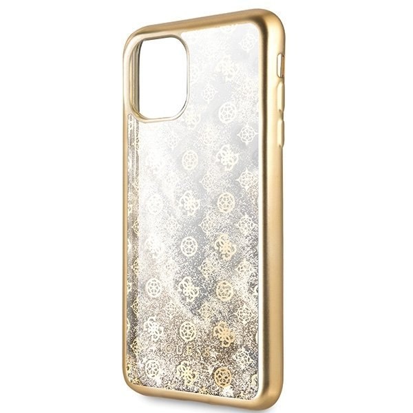 Oryginalne Etui Guess do iPhone 11 Pro Max złoty/gold hard case Peony Liquid Glitter