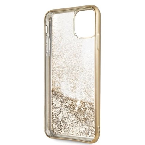 Oryginalne Etui Guess do iPhone 11 Pro Max złoty/gold hard case Peony Liquid Glitter