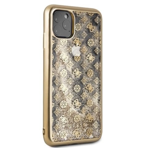 Oryginalne Etui Guess do iPhone 11 Pro Max złoty/gold hard case Peony Liquid Glitter