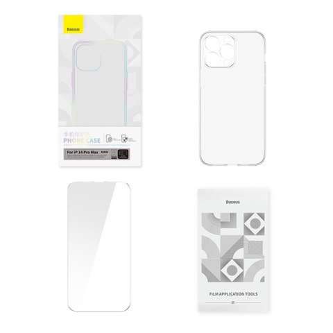 Baseus Crystal Case etui do iPhone 14 Pro Max cienki pokrowiec + szkło przezroczyste
