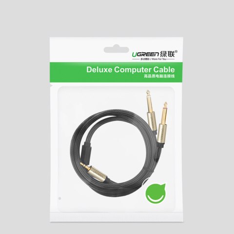 Ugreen kabel przewód audio mini jack 3,5 mm - 2 x jack 6,35mm 2m szary (AV126)