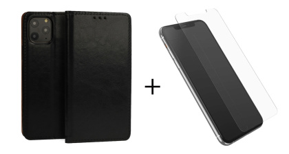 Etui Magnet Case Wallet portfel z klapką + Szkło Płaskie do iPhone 11 Pro Max