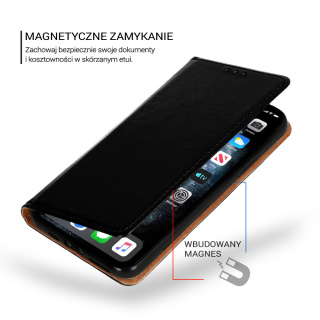 Etui Magnet Case Wallet portfel z klapką + Szkło Płaskie do iPhone 11 Pro Max