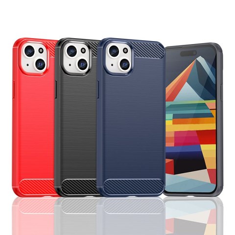 Etui Carbon Case do iPhone 15 Plus elastyczny niebieski