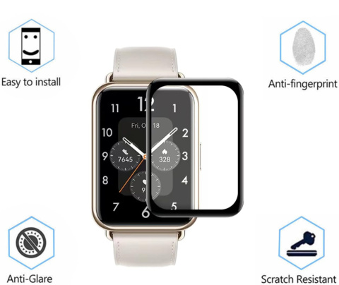 Szkło Ochronne Hybrydowe z Ramką do Huawei Watch Fit 2