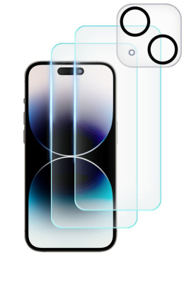 2x Szkło Hartowane + Szkło na Obiektyw Braders do iPhone 15 Plus Clear