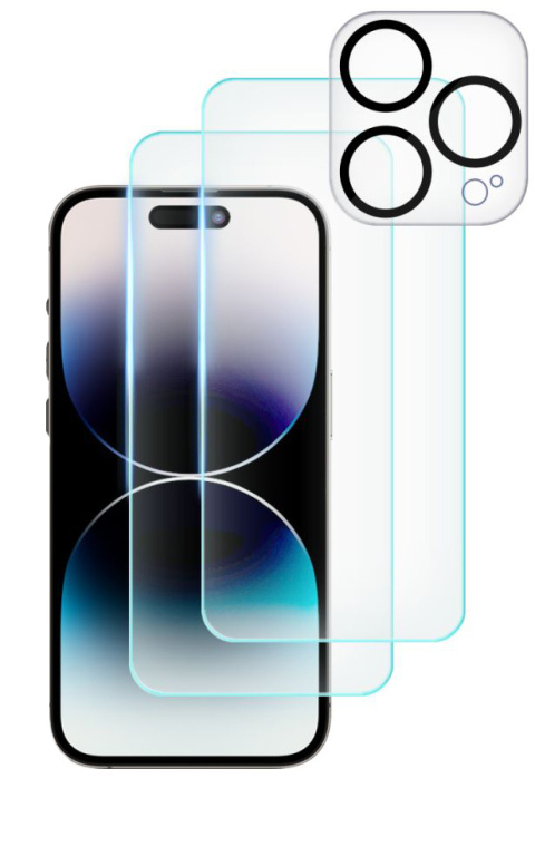 2x Szkło Hartowane + Szkło na Obiektyw Braders do iPhone 15 Pro Clear