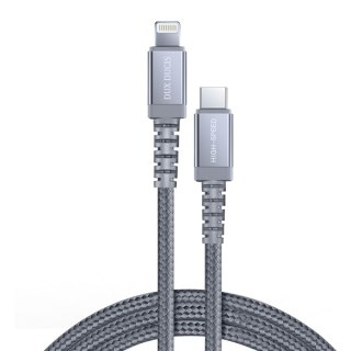 Kabel nylonowy USB Typ C Dux Ducis Space MFI PD 18W / Lightning 1m 3A szary