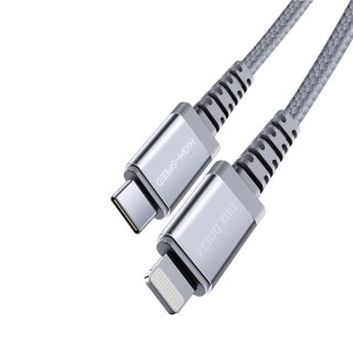 Kabel nylonowy USB Typ C Dux Ducis Space MFI PD 18W / Lightning 1m 3A szary