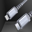 Kabel nylonowy USB Typ C Dux Ducis Space MFI PD 18W / Lightning 1m 3A szary