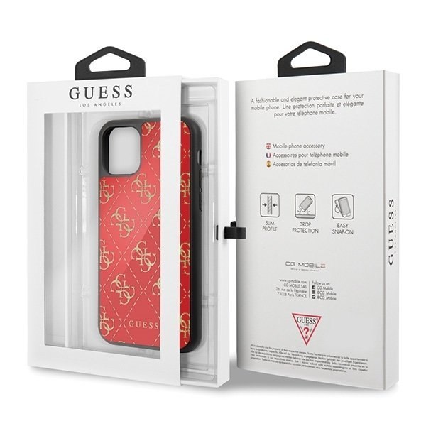 Oryginalne Etui Guess do iPhone 11 Pro czerwony/red hard case Double Layer Glitter