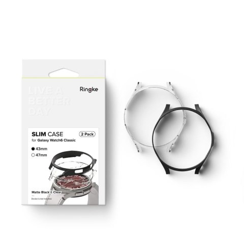 RINGKE SLIM 2-PACK GALAXY WATCH 6 CLASSIC (43 MM) CLEAR & BLACK