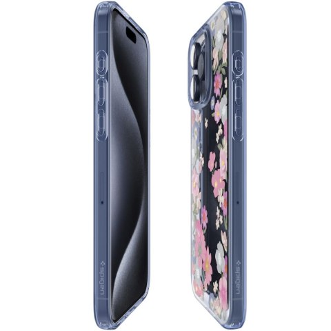 Kobiece kwiatowe Etui Spigen Liquid TPU do iPhone 15 Pro - Blossom Flower